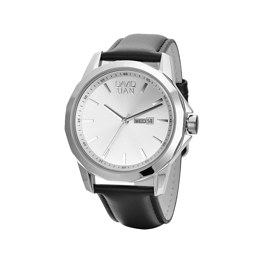 OROLOGIO IN ACCIAIO CON CINTURINO IN PELLE NERA