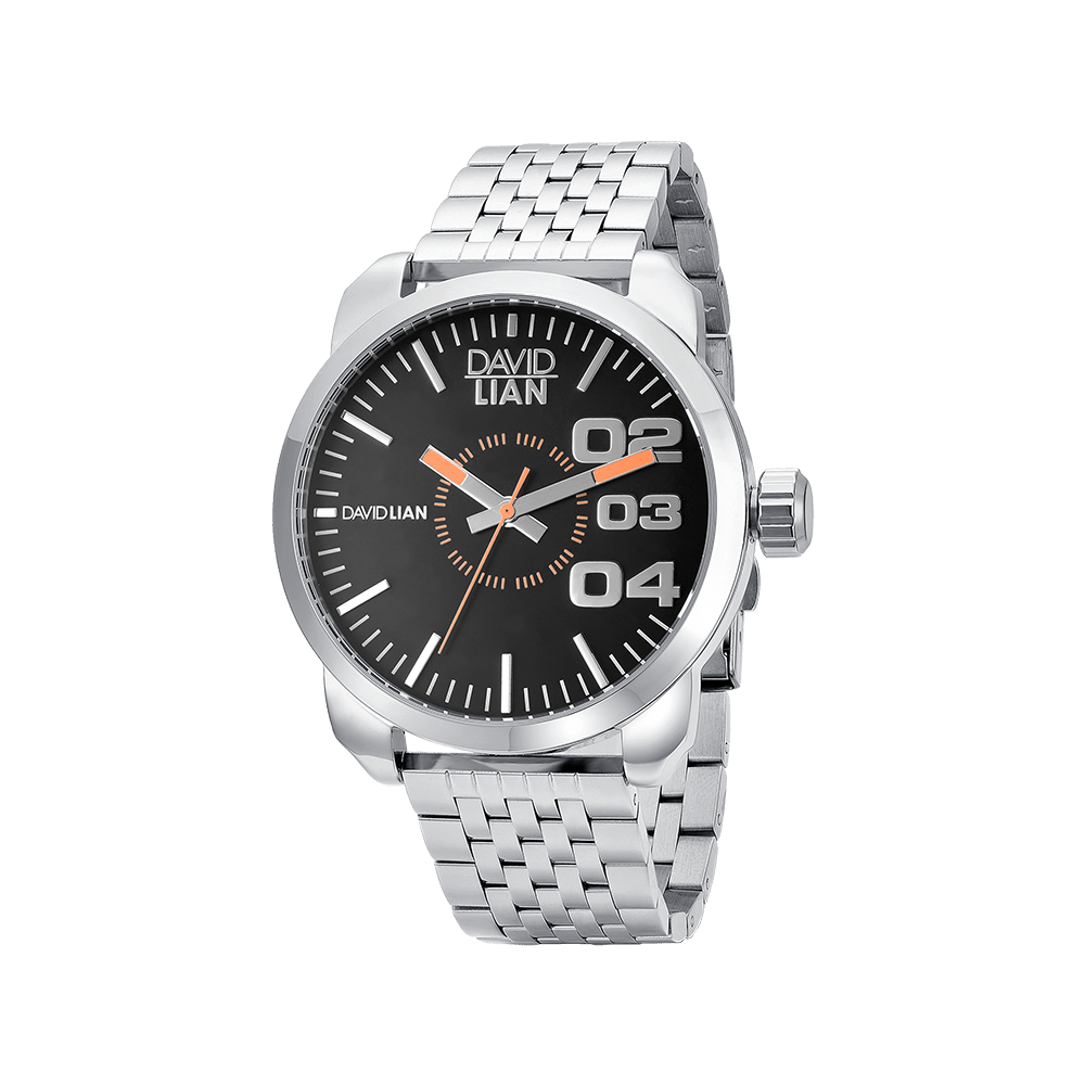 OROLOGIO IN ACCIAIO CON QUADRANTE NERO E CINTURINO IN ACCIAIO