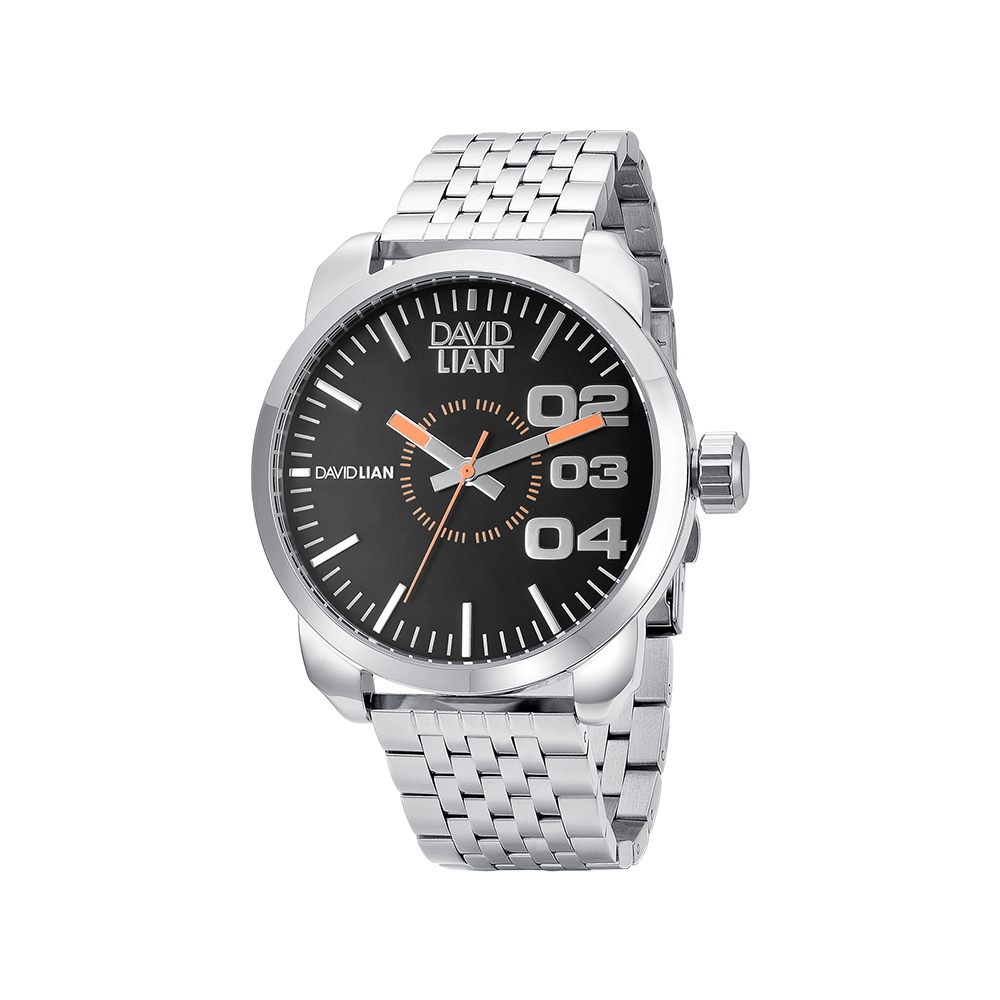 OROLOGIO IN ACCIAIO CON QUADRANTE NERO E CINTURINO IN ACCIAIO