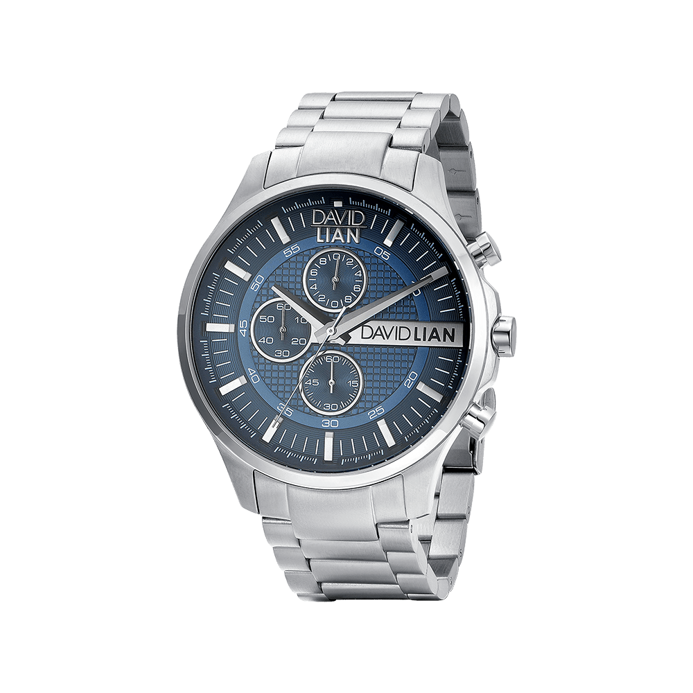 OROLOGIO IN ACCIAIO CON QUADRANTE BLU E DETTAGLI GRIGI